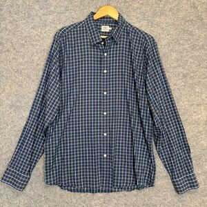 Faherty The Movement Button Shirt Mens XL Performance Blue Plaid Supima Soft